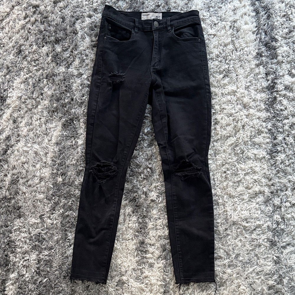 Garage Distressed Black Cropped Skinny Jeans